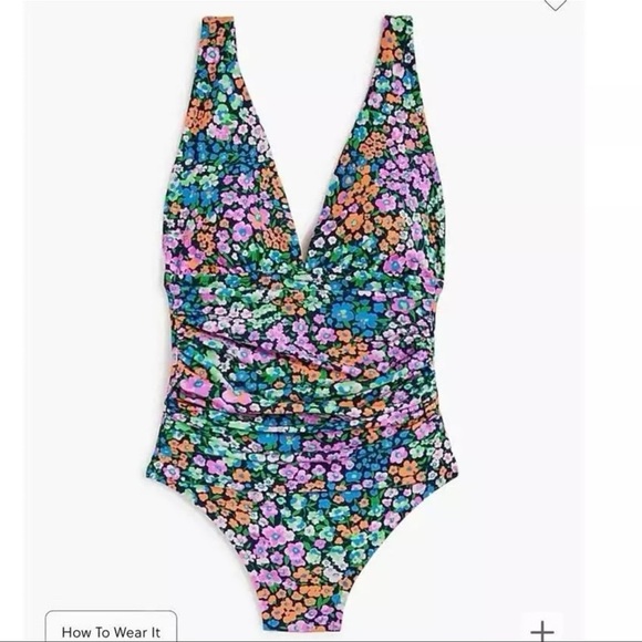 J. Crew Factory one-piece swimsuit in Antique Navy Multi - Picture 3 of 9
